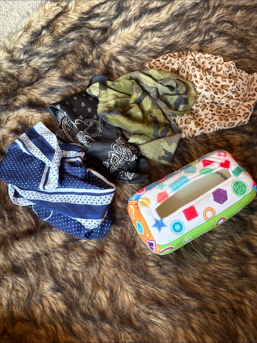 Sensory Pull Along Baby Tissue Box With 4 Scarfs